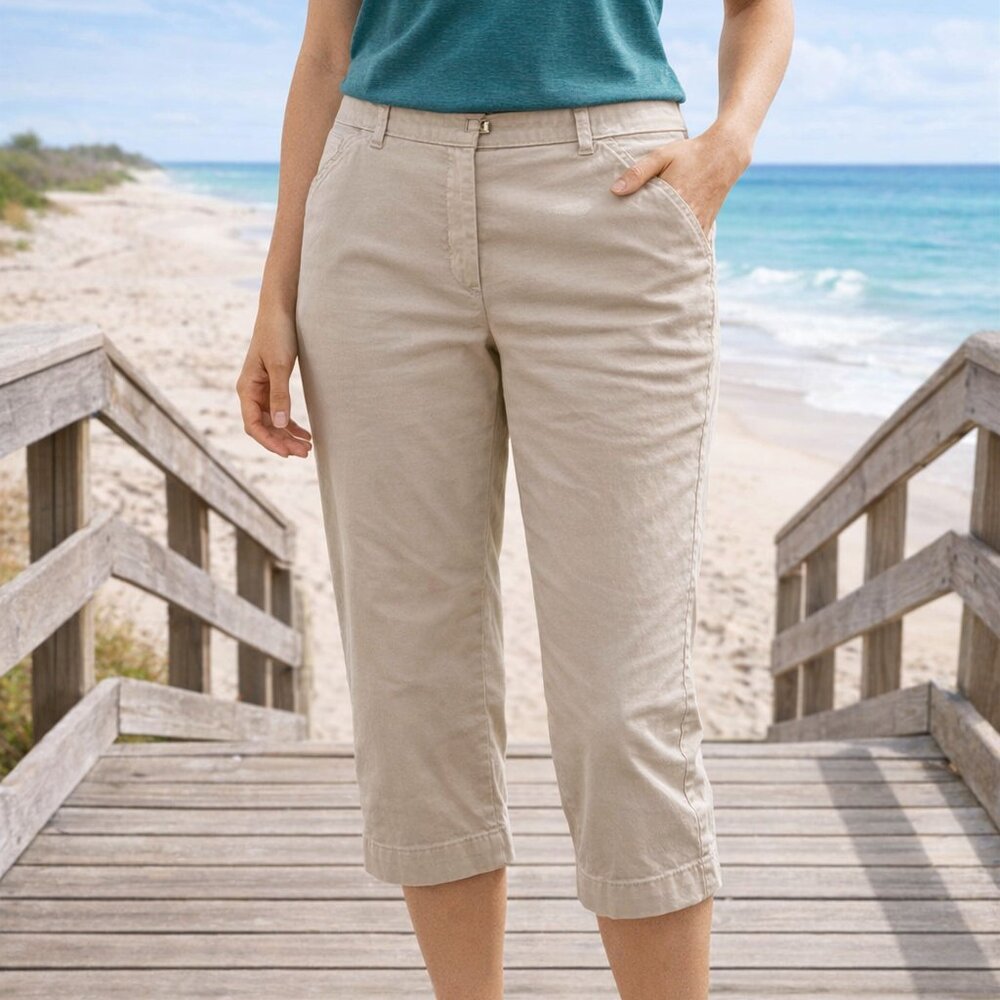 Sonoma Lift Style Stretch Capri Pants Khaki Size 12